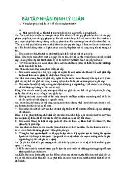Bài tập dạng nhận định đúng sai môn Lí luận nhà nước và pháp luật có lời giải