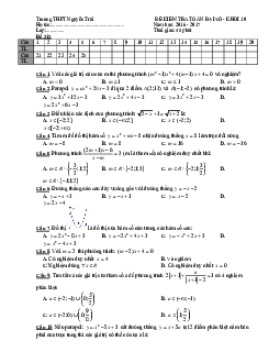 Đề kiểm tra Đại số 10 chương 2 – 3 trường THPT Nguyễn Trãi – Khánh Hòa