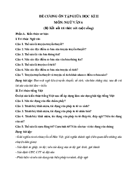 Đề cương ôn tập giữa kì 2 Văn 6 Kết nối tri thức năm học 2022 - 2023