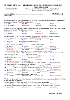 Bộ đề thi học kì 2 môn Tiếng Anh lớp 12 có đáp án