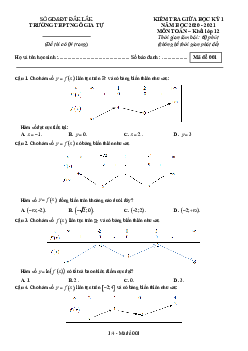 Đề kiểm tra giữa học kỳ 1 Toán 12 năm 2020 – 2021 trường THPT Ngô Gia Tự – Đắk Lắk