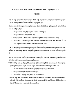 Các câu nhận định đúng sai Thương mại quốc tế