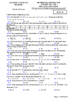 Đề cuối học kì 2 Toán 10 năm 2022 – 2023 sở GD&ĐT Bắc Giang