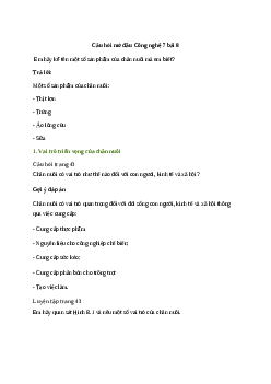 Giải Công nghệ 7 Bài 8: Giới thiệu chung về chăn nuôi | Cánh diều