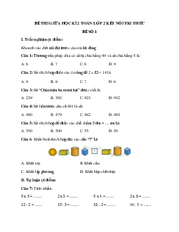 Đề thi giữa kì 2 môn Toán lớp 2 - Đề 1 | Kết nối tri thức