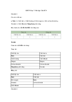 Giải khoa học tự nhiên 7: Bài tập Chủ đề 8 | Cánh diều