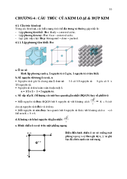 Chương 4: Cấu trúc của Kim loại & hợp kim | Lí thuyết Hóa đại cương