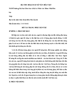 BÀI THU HOẠCH CƠ SỞ VĂN HÓA VIỆT NAM | Cơ sở văn hóa Việt Nam | Đại học Khoa học Xã hội và Nhân văn, Đại học Quốc gia Thành phố HCM