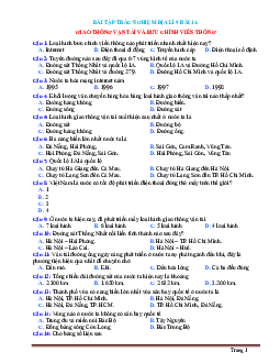 Bài tập trắc nghiệm địa lí 9 bài 14: Giao thông vận tải và bưu chính viễn thông (có đáp án)