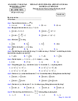 Đề khảo sát chất lượng lớp 12 môn Toán năm 2022 sở GD&ĐT Cần Thơ