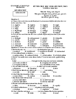 Đề thi chọn học sinh giỏi lớp 12 THPT tỉnh Thanh Hóa năm học 2010-2011 môn Tiếng Anh