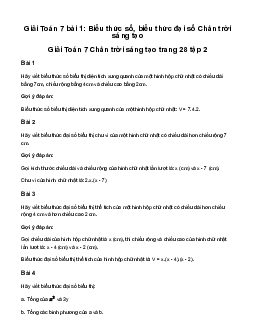 Giải Toán 7 Bài 1: Biểu thức số, biểu thức đại số | Chân trời sáng tạo