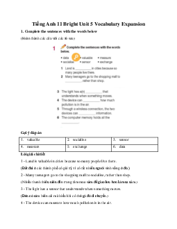 Giải Tiếng Anh 11 Unit 5 Vocabulary Expansion | Bright