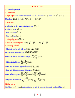 Tài liệu Toán 9 chủ đề căn bậc ba