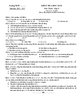 Đề thi học kì 2 môn Vật lý lớp 11 năm 2022 - 2023| đề 1