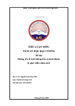 Tiểu luận ''Những yếu tố ảnh hưởng đến sự hình thành  và phát triển nhân cách''