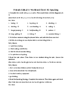 Giải 11 Workbook Unit 2 2G Speaking | Friends Global