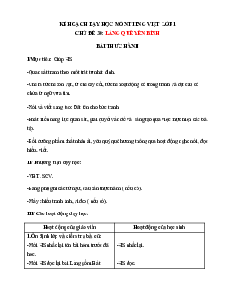 Chủ đề 30: Làng quê yên bình | Bài 5 | Giáo án Tiếng Việt 1 bộ sách Chân trời sáng tạo