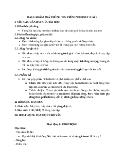 Bài 6: Khám phá thông tin trên Internet | Giáo án Tin học 3 | Kết nối tri thức