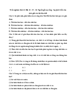 Trắc nghiệm Sinh học 12 bài 32 - 33 - 34