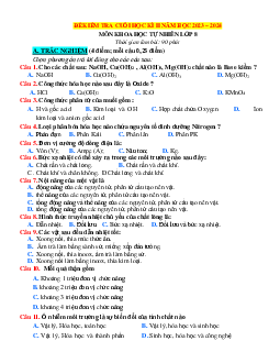 Đề kiểm tra HK2 môn KHTN 8 Kết nối tri thức (có đáp án ma trận đặc tả)
