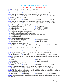 Trắc nghiệm Địa 6 Bài 22: Các đới khí hậu trên Trái Đất (có đáp án)