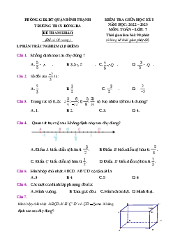 Đề tham khảo giữa kỳ 1 Toán 7 năm 2022 – 2023 trường THCS Đống Đa – TP HCM
