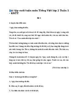 Phiếu bài tập cuối tuần lớp 2 môn Tiếng Việt Kết nối tri thức - Tuần 1