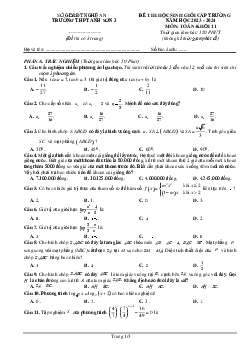 Đề thi học sinh giỏi Toán 11 năm 2023 – 2024 trường THPT Anh Sơn 3 – Nghệ An