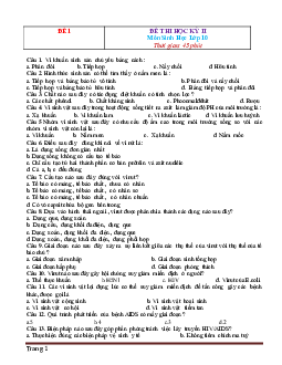 10 đề thi học kỳ 2 Sinh học 10 (có đáp án)