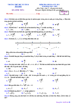 Đề khảo sát lần 1 Toán 12 năm 2019 – 2020 THPT Phú Xuyên B – Hà Nội