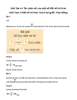 Giải Toán lớp 4 Bài 65: Tìm phân số của một số | Kết nối tri thức