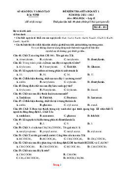 Đề kiểm tra giữa học kỳ 1 năm 2022-2023 môn hóa 12 Sở GD Bắc Ninh (có đáp án)
