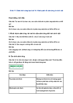 Sinh 11 Chân trời sáng tạo bài 14: Khái quát về cảm ứng ở sinh vật