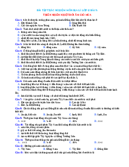 Trắc nghiệm Địa 12 bài 9 có đáp án: Thiên nhiên nhiệt đới ẩm gió mùa