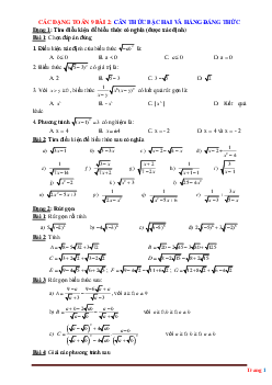 Các dạng toán 9 Bài 2: Căn thức bậc hai và hằng đẳng thức (có đáp án và lời giải chi tiết)
