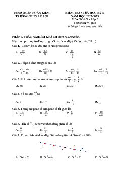 Đề giữa học kỳ 2 Toán 6 năm 2022 – 2023 trường THCS Lê Lợi – Hà Nội
