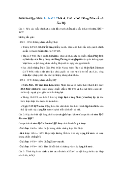 Giải bài tập SGK Lịch Sử 12 bài 4: Các nước Đông Nam Á và Ấn Độ