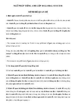 Bài tập mệnh đề quan hệ lớp 10 (có đáp án)