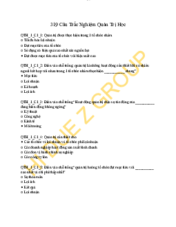 TOP 319 câu hỏi trắc nghiệm môn Quản trị học (có đáp án)