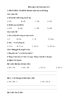 Đề ôn tập ở nhà Toán lớp 3 số 1