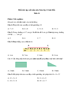 Bài tập cuối tuần Toán lớp 2 Cánh diều Tuần 16
