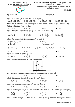 Đề cuối học kì 1 Toán 10 năm 2023 – 2024 trường THPT Nguyễn Trãi – Thái Bình