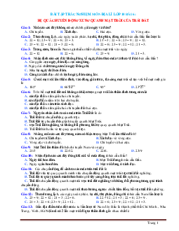 Trắc nghiệm địa 10 bài 6: hệ quả chuyển động xung quanh mặt trời của trái đất (có đáp án)