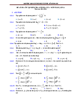 Đề cương cuối kỳ 2 Toán 12 năm 2022 – 2023 THPT Lương Ngọc Quyến – Thái Nguyên