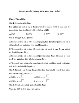 Bài tập cuối tuần Toán lớp 4 Kết nối tri thức - Tuần 7 (Cơ bản)