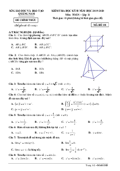 Đề thi học kỳ 2 Toán 11 năm học 2019 – 2020 sở GD&ĐT Quảng Nam