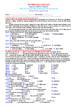 Đề kiểm tra giữa HK2 Tiếng Anh 10 sách cũ (có đáp án)