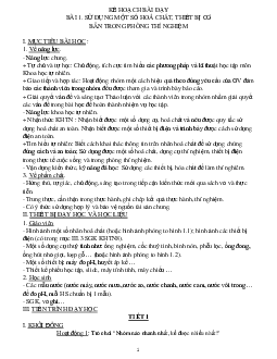 Giáo án Khoa học tự nhiên 8 Bài 1: Sử dụng một số hóa chất, thiết bị cơ bản trong phòng thí nghiệm | Kết nối tri thức