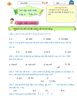 Giải Bài tập cuối tuần lớp 4 môn Toán Chân trời sáng tạo - Tuần 35